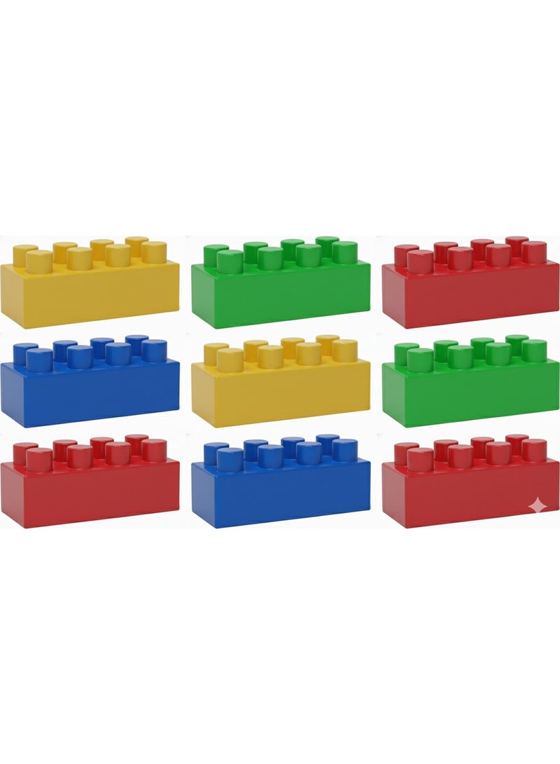 توي لاند مجموعة مكعبات بناء كبيرة مكونة من 9 قطع مع حقيبة حمل - لعبة بناء تعليمية ملونة للأطفال - Image 3